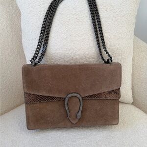 Suede Brown Chain Shoulder Bag - Elegant Everyday Tote